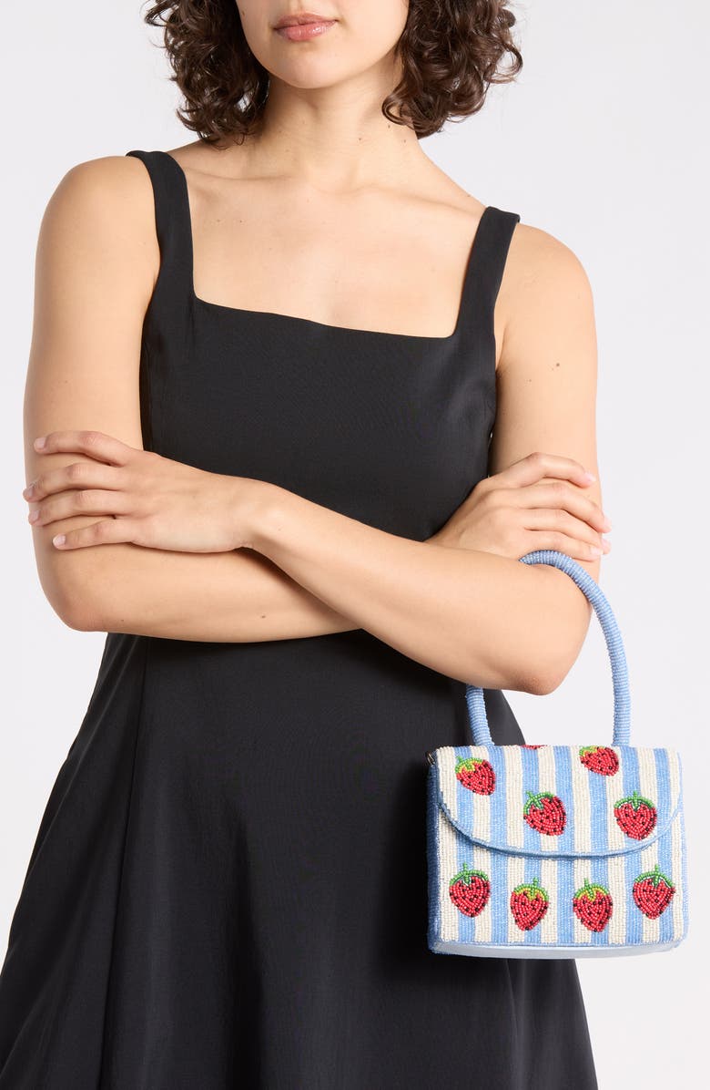 Collection XIIX Beaded Striped Strawberry Top Handle Bag, Alternate, color, Multi