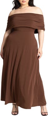 ELOQUII Off The Shoulder Maxi Dress