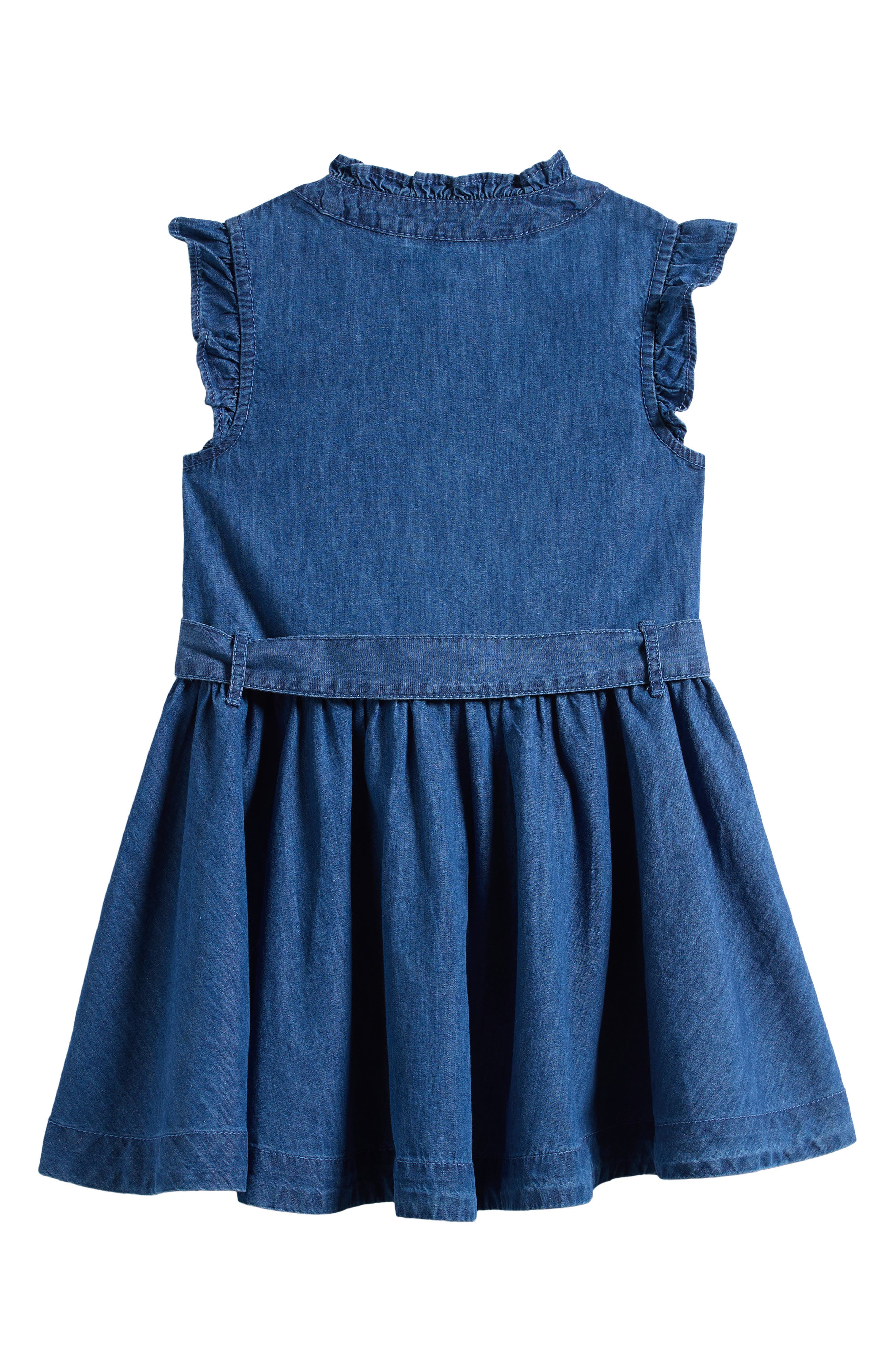 denim dress with frills Avec Les Filles Women's Tie-Dye - Navy Tie Dye square neckline Denim Square Neck Ruffled Sleeve