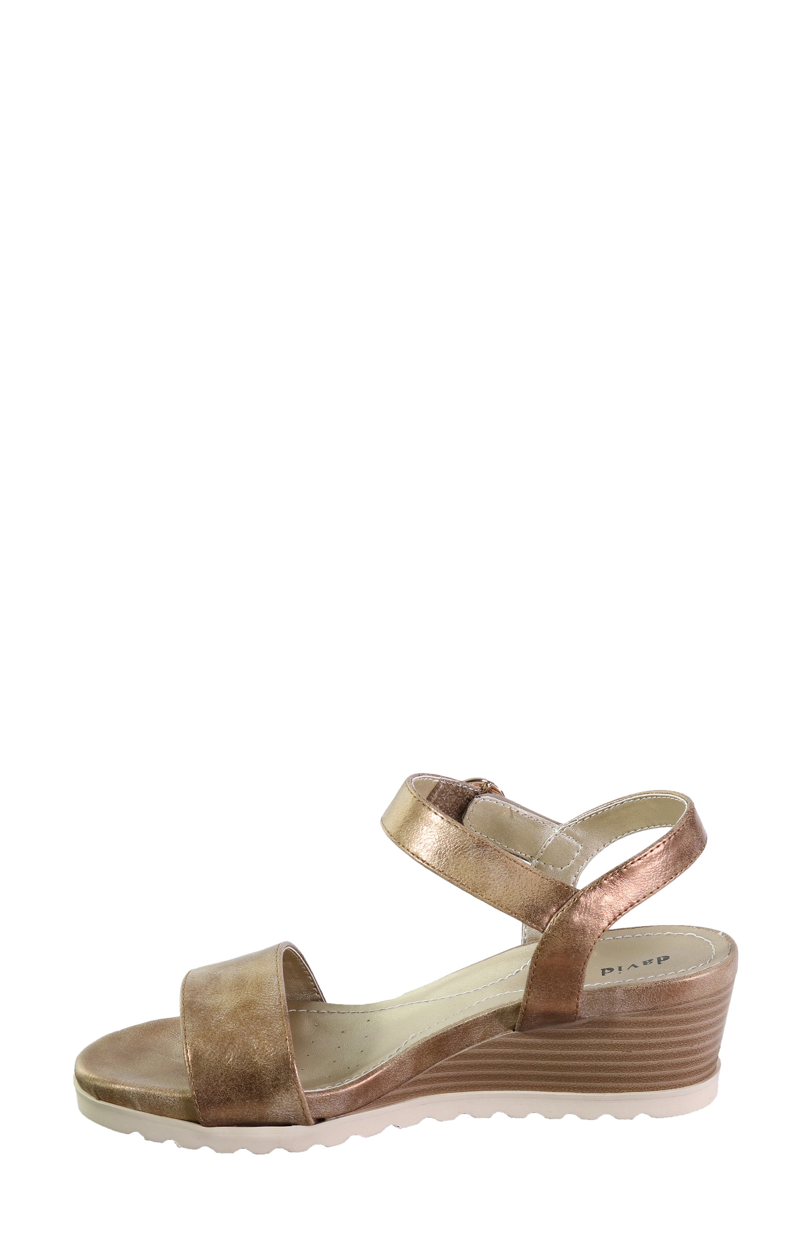 Knockout Ankle Strap Wedge Sandal, Alternate, color, BRONZE