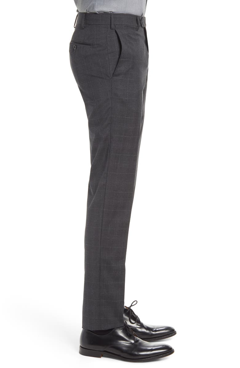 Zanella Curtis Plaid Flat Front Slim Fit Wool Dress Pants, Alternate, color, 