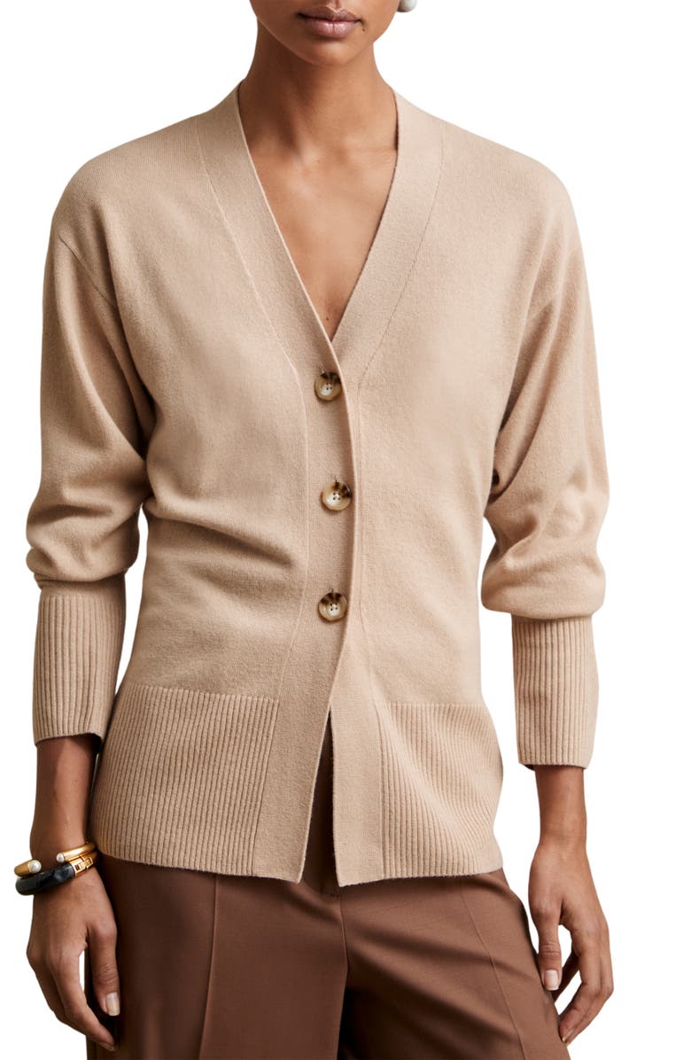 Reiss Tyle Wool & Cashmere Blend Cardigan, Main, color, Neutral