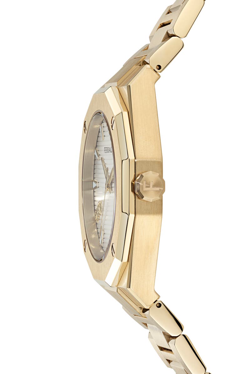 FERRAGAMO Edge Chronograph Bracelet Watch, 40mm, Alternate, color, Yellow Gold