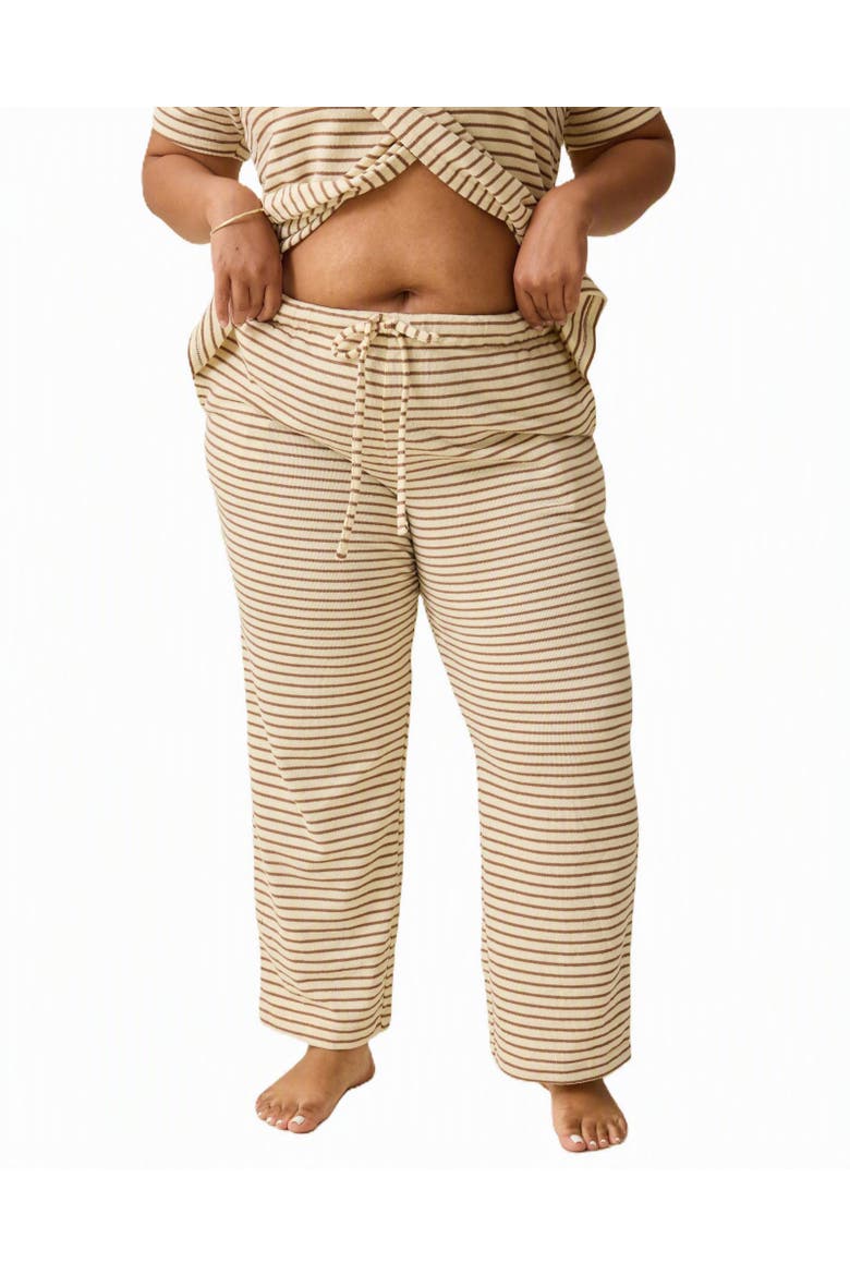Luxe Terry Maternity & Postpartum Pant, Main, color, Ivory Chocolate Stripe