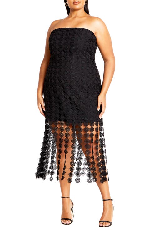 Ebony Strapless Crochet Lace Minidress (Plus)