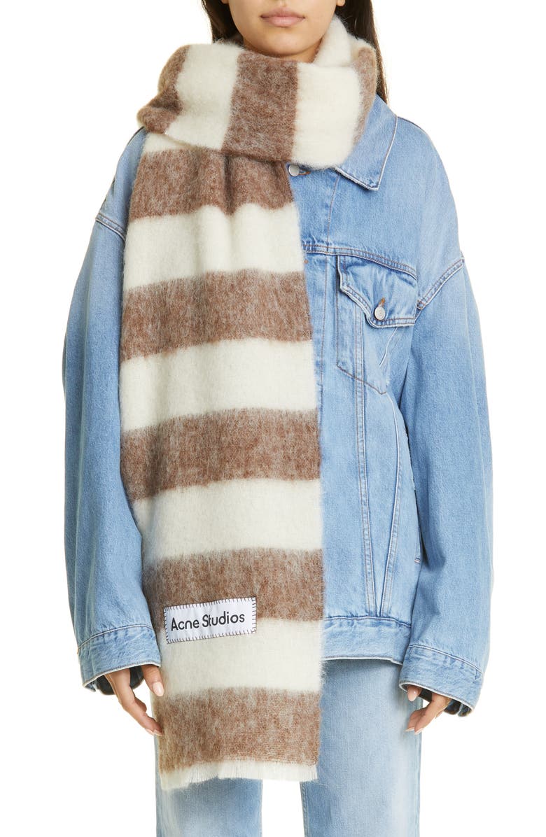 Acne Studios Vally Stripe Alpaca, Wool & Mohair Blend Scarf, Alternate, color,