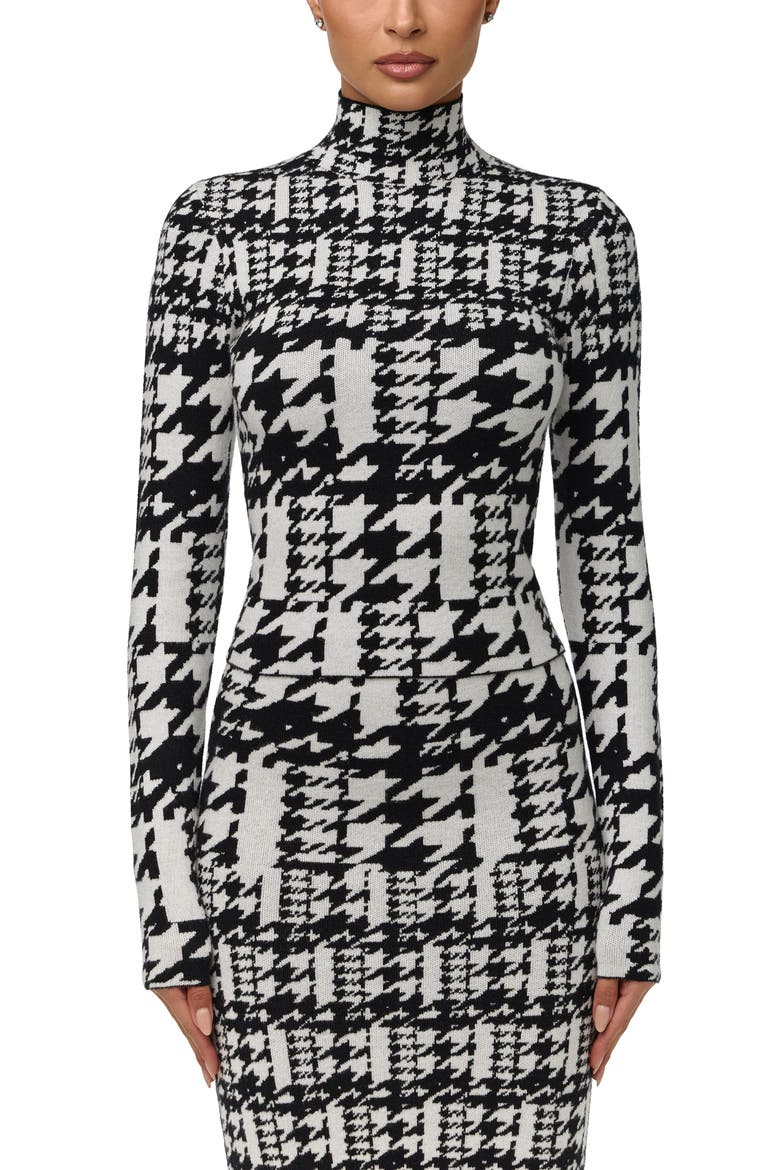 Dual Houndstooth Turtleneck Knit Top, Main, color, DUAL HOUNDSTOOTH