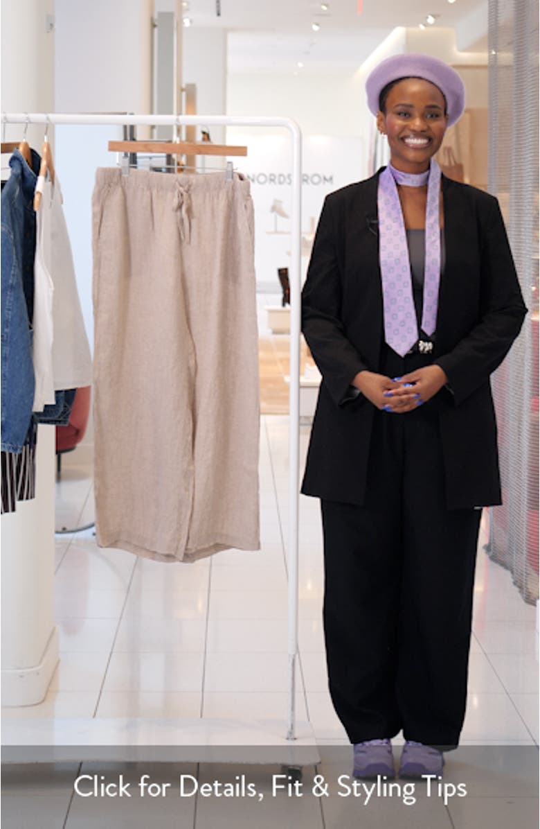 Organic Linen Drawstring Wide Leg Pants, sales video thumbnail
