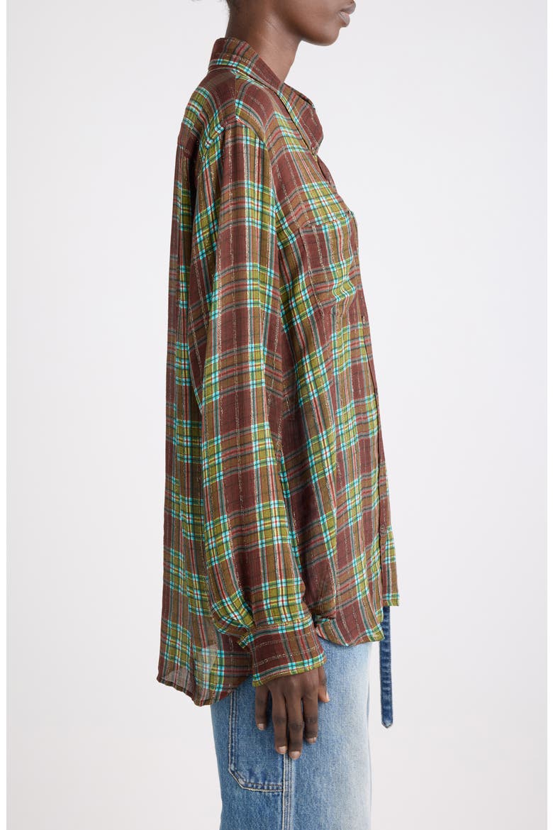 Cheers Plaid Long Sleeve Button-Down Shirt, Alternate, color, BURGUNDY