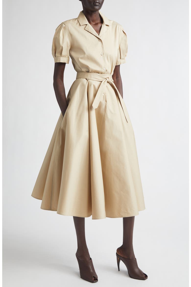 Belted Cotton Shirtdress, Main, color, UNIFORM BEIGE