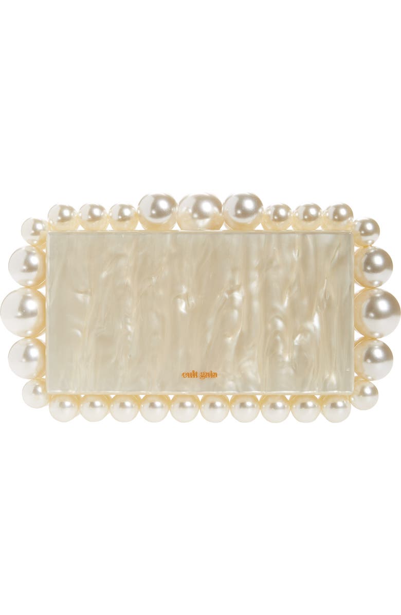 Cult Gaia Eos Beaded Acrylic Box Clutch, Main, color, Ivory