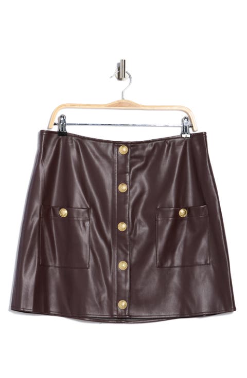 Truman Snap Faux Leather Miniskirt