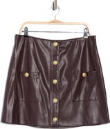 L'AGENCE Truman Snap Faux Leather Miniskirt