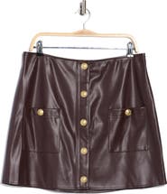 L'AGENCE Truman Snap Faux Leather Miniskirt