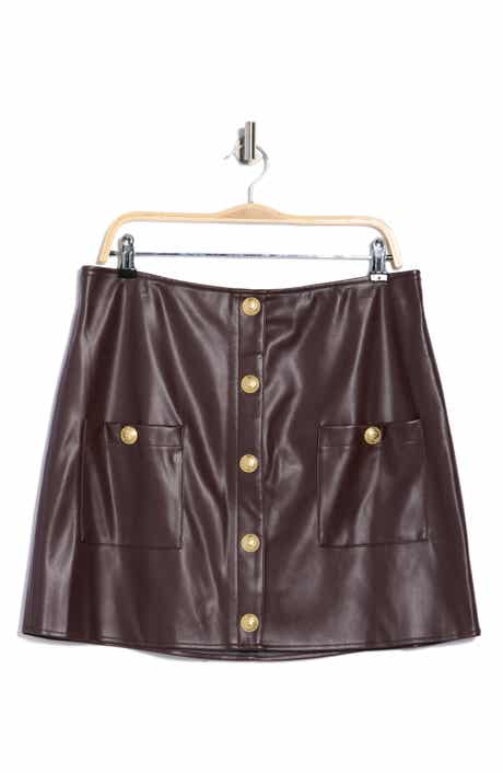 L'AGENCE Truman Snap Faux Leather Miniskirt