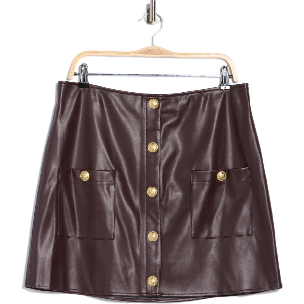 L Agence L'agence Truman Snap Faux Leather Miniskirt In Brown