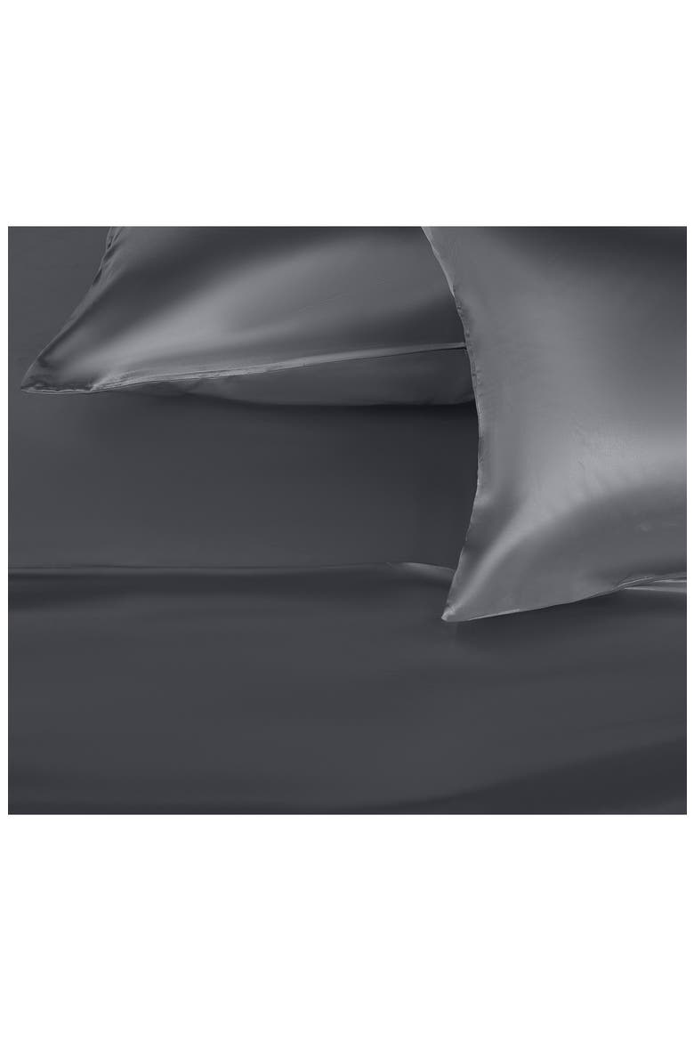 Set of 2 Elegance Satin Pillowcases, Alternate, color, SILVER