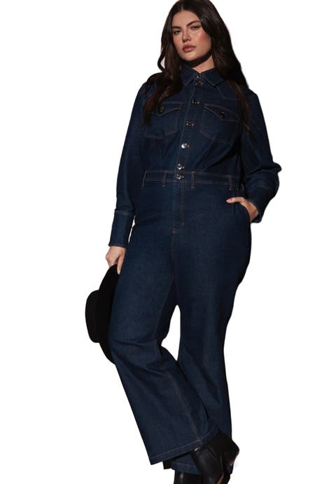 Western Detail Denim Jumpsuit (Plus)