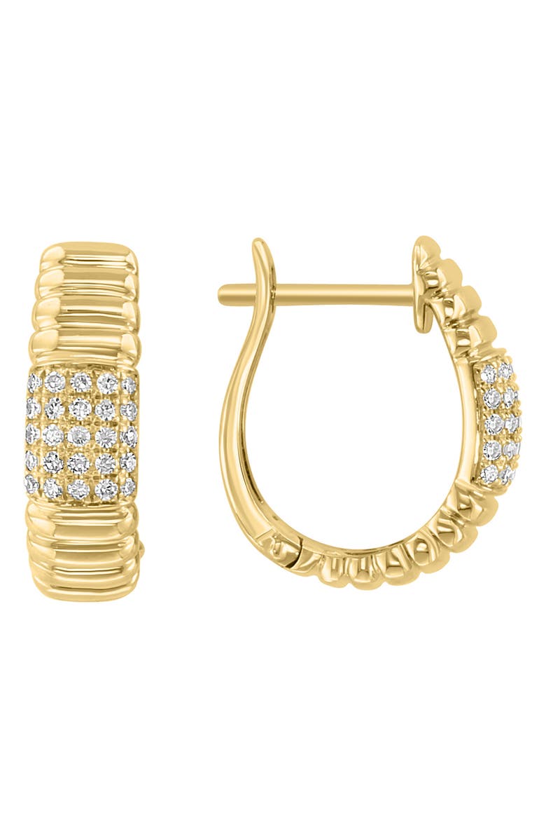 EFFY 14K Gold Diamond Huggie Hoop Earrings - 0.24ctw, Main, color, 