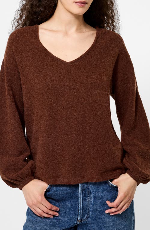 French Connection Vhari Knit V Neck Pullover Sweater In Brown