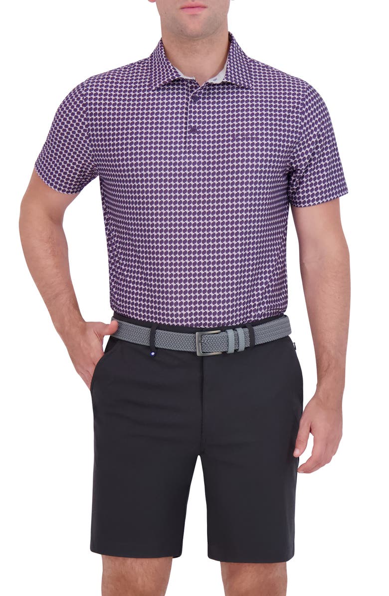 Ben Sherman Optic Geo Tech Jersey Golf Polo, Main, color, Purple