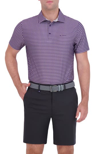 Ben Sherman Optic Geo Tech Jersey Golf Polo In Purple