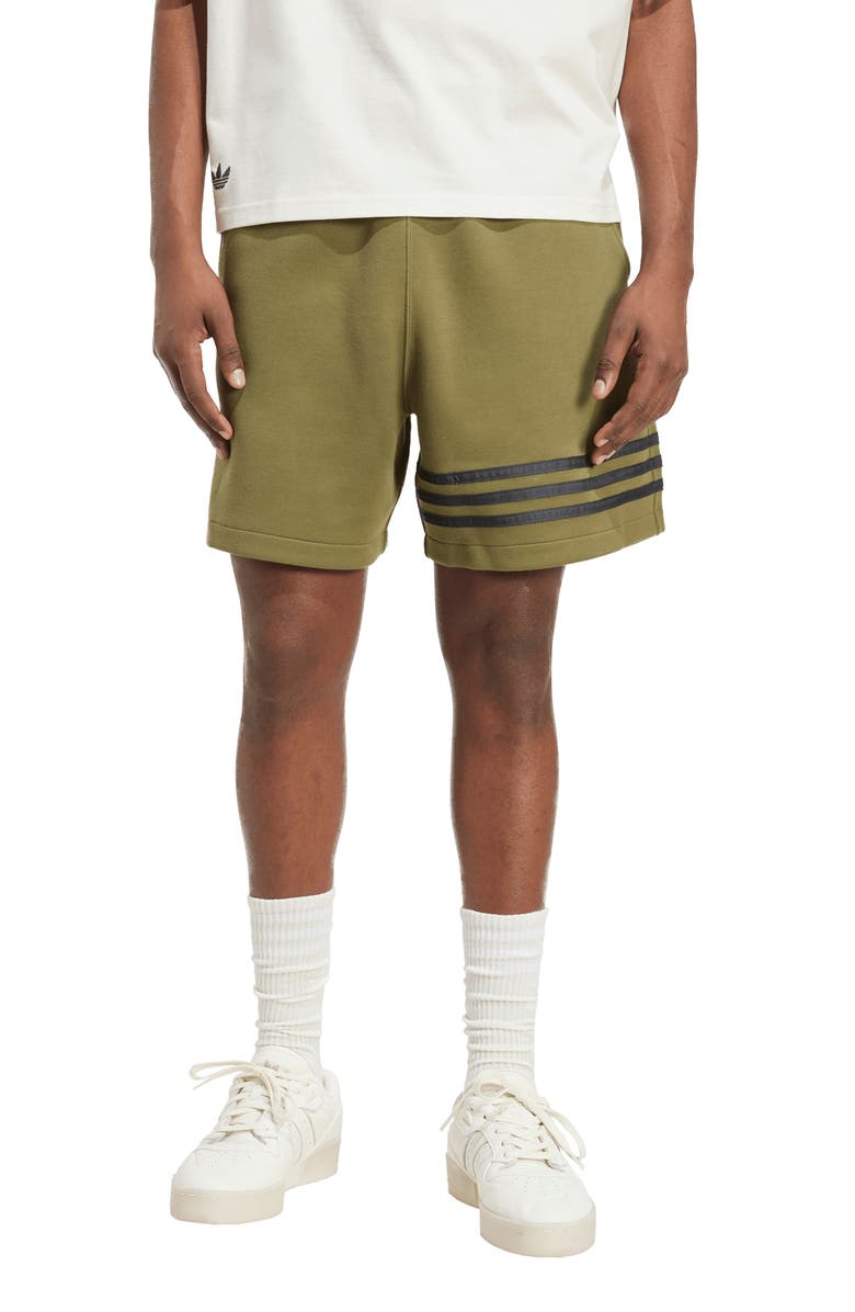 adidas Neuclassics Loose Fit Knit Shorts, Main, color, Focus Olive