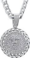 STEELTIME Men's Simulated Diamond Jesus Medallion Necklace