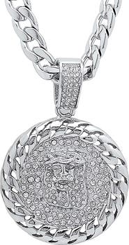 STEELTIME Men's Simulated Diamond Jesus Medallion Necklace
