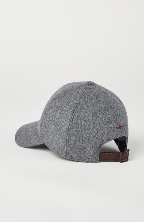 Brunello Cucinelli Virgin Wool Embroidered Baseball Cap In Medium Grey