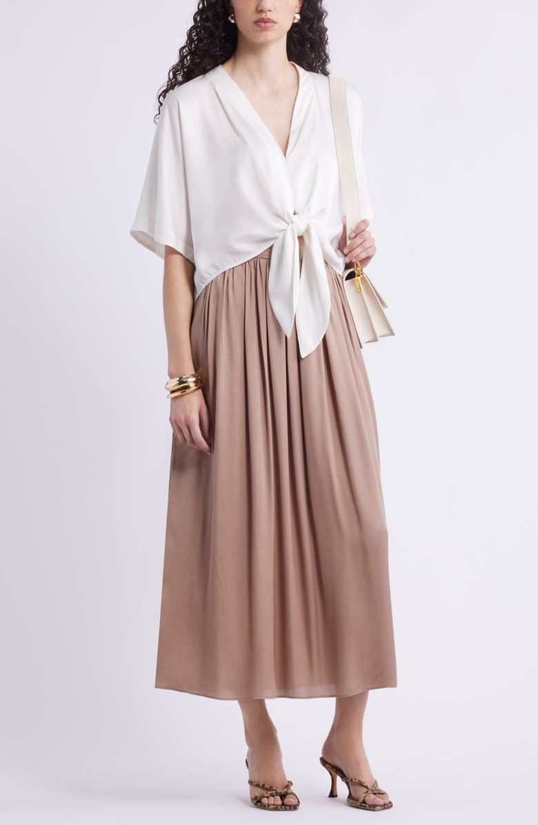 Nordstrom Tie Front Crop Top, Alternate, color, Ivory Tofu