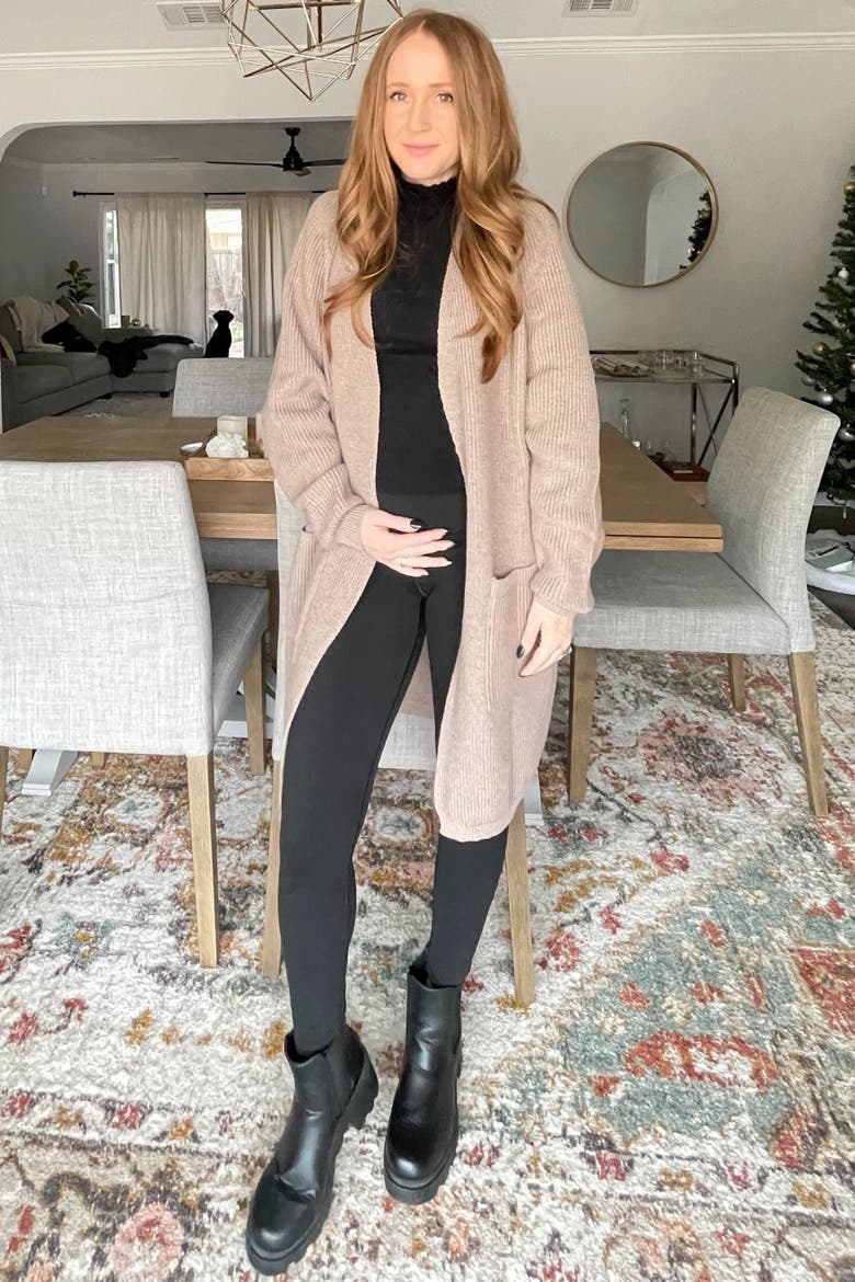 Pocketed Knit Cardigan, Alternate, color, Taupe