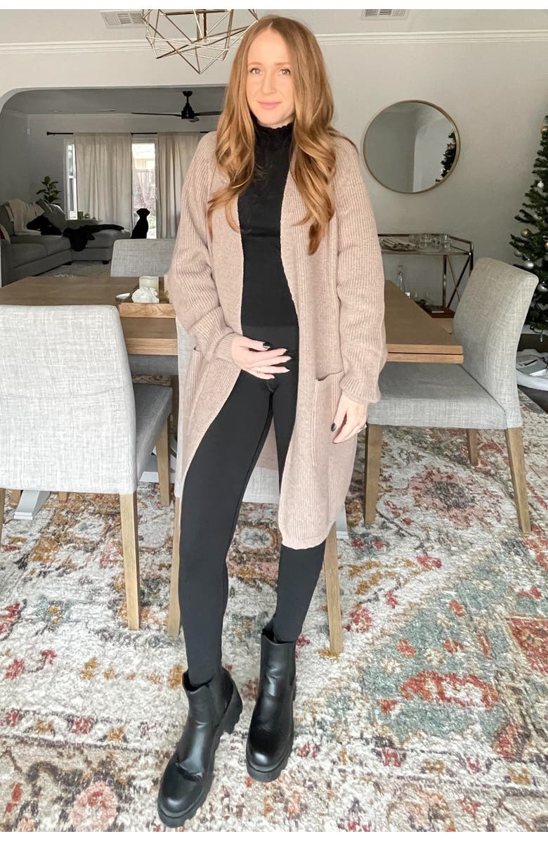 PinkBlush Pocketed Knit Cardigan, Alternate, color, Taupe