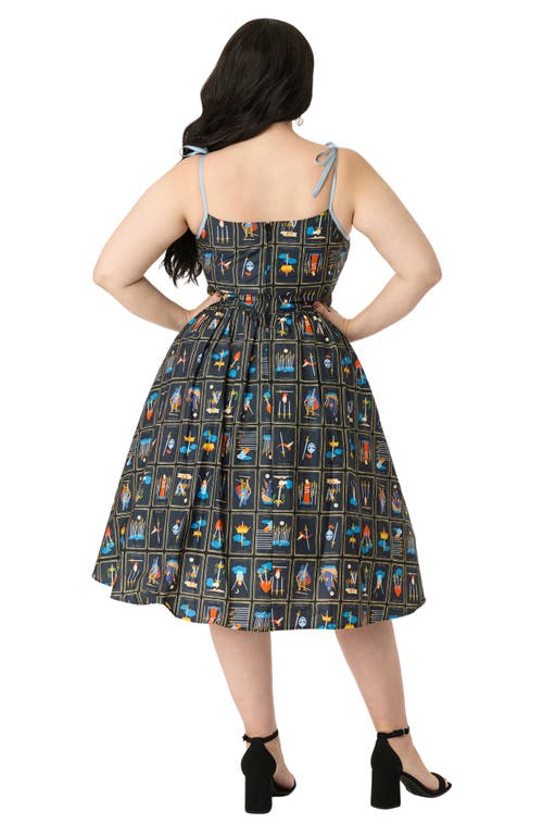 Unique Vintage Plus Size 1950s Cotton Swing Dress In Black