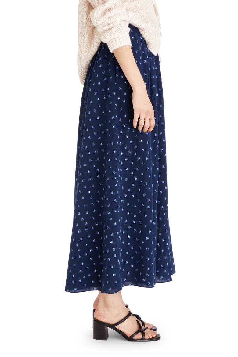 Floral Print Cotton Maxi Skirt, Alternate, color, CLASSIC INDIGO