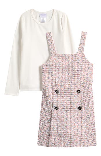 Iris & Ivy Kids' Bouclé Dress & Long Sleeve T-shirt Set In Pink