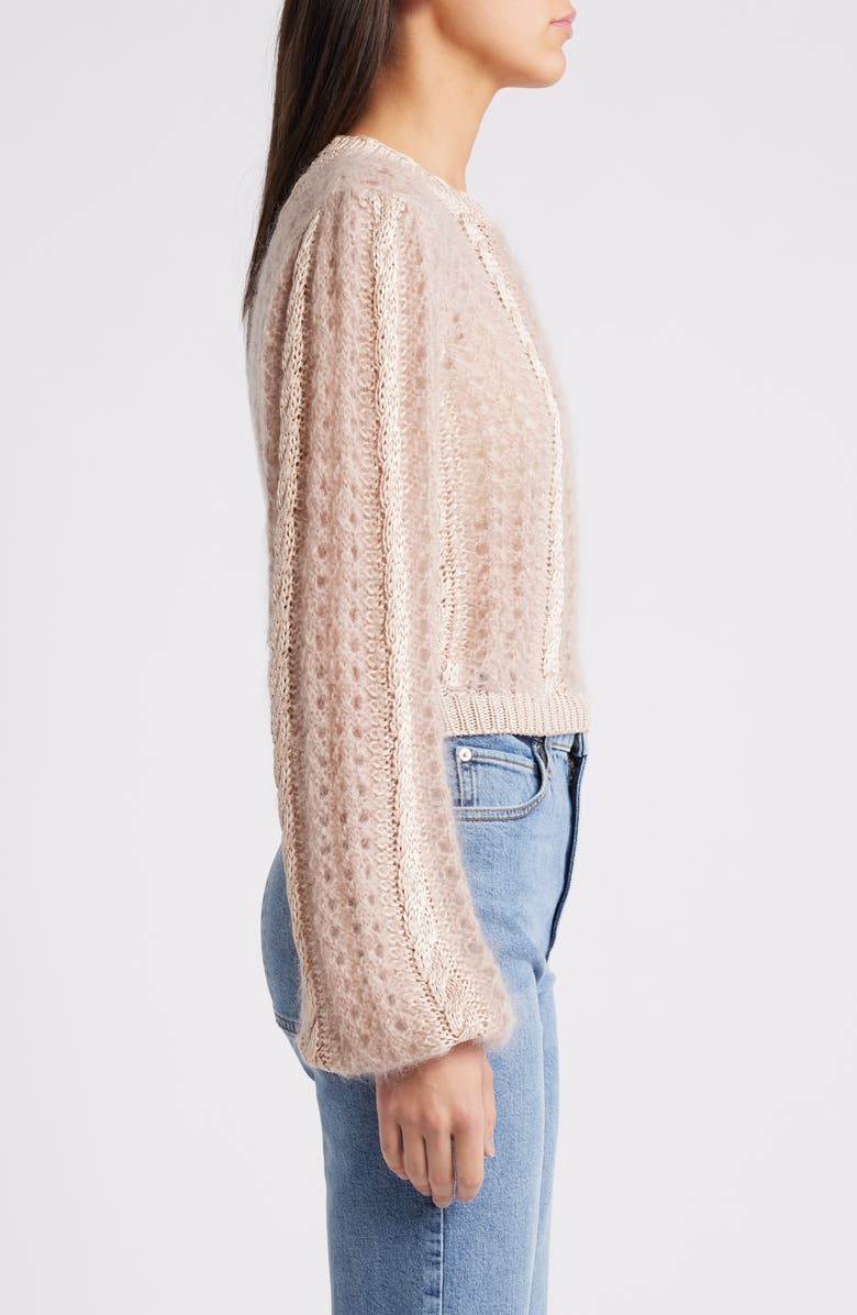 FRAME Cable Mix Crewneck Sweater, Alternate, color, Blush Multi