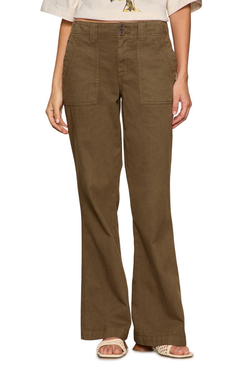 Reissue Peace Bootleg Cotton Pants, Main, color, BURNT OLIVE GREEN
