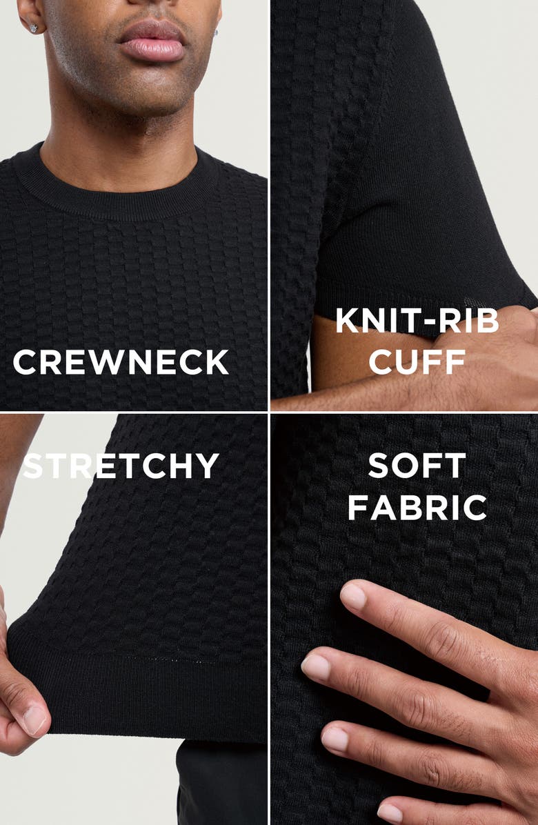 XRAY Check Short Sleeve Sweater, Alternate, color, Black