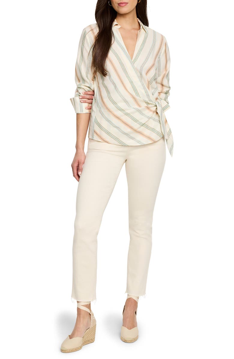 NIC+ZOE Weekly Wrap Stripe Wrap Top, Alternate, color, Neutral Multi