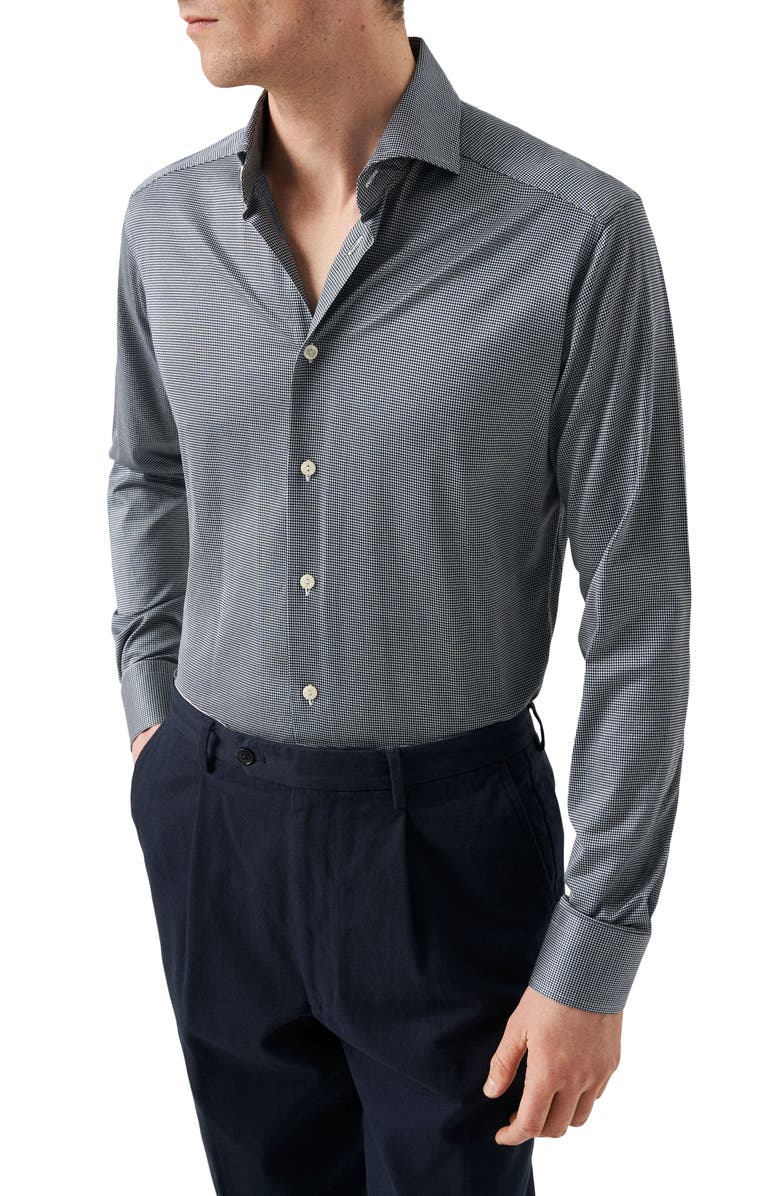 Eton King Slim Fit Check Cotton Dress Shirt, Main, color, 