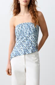 MANGO TEEN Print Asymmetric Strapless Top