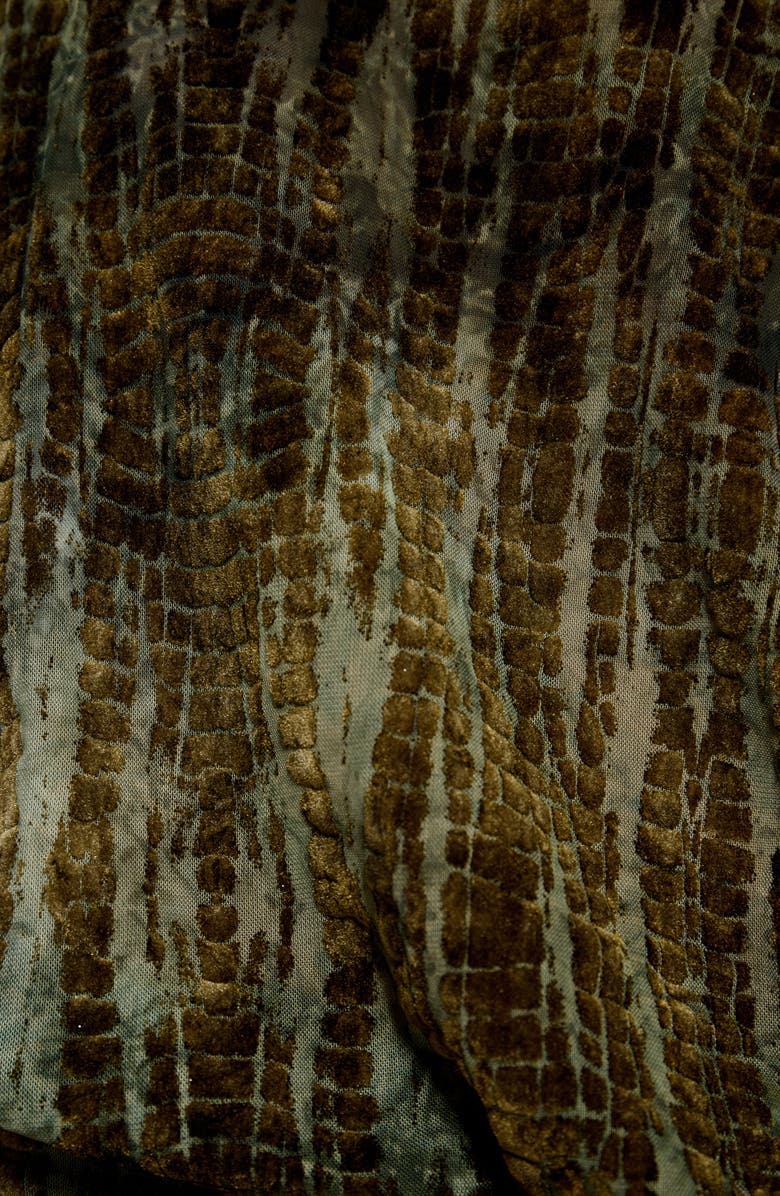 JADED LONDON Ophidian Croc Patterned Burnout Minidress, Alternate, color, Green