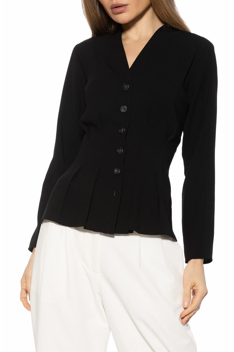 Amaris Cinched Waist Button-Up Shirt, Alternate, color, BLACK
