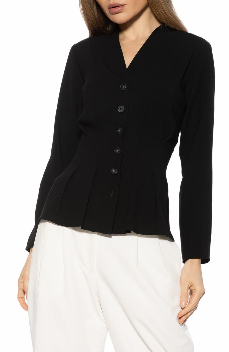Alexia Admor Amaris Cinched Waist Button-Up Shirt, Alternate, color, Black