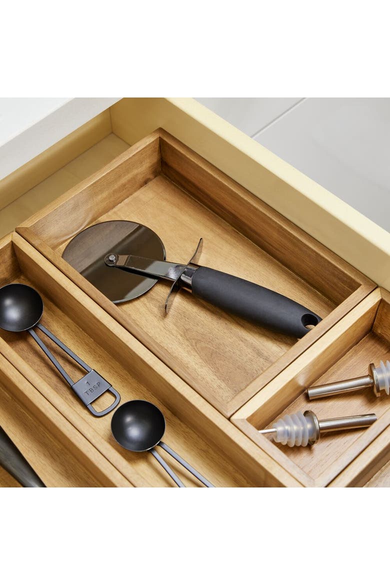 Acacia Wood Kitchen Drawer Organizer - Set of 3 - Natural, Alternate, color, Natural