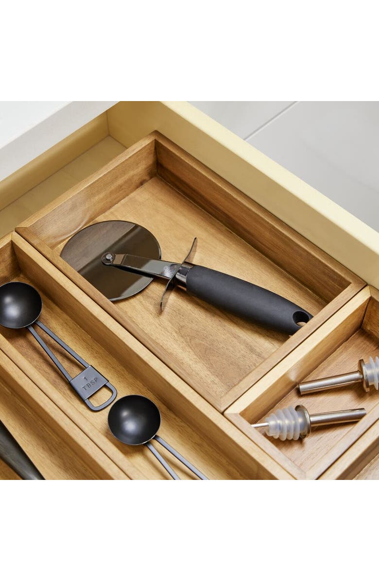 iDesign Acacia Wood Kitchen Drawer Organizer - Set of 3 - Natural, Alternate, color, 