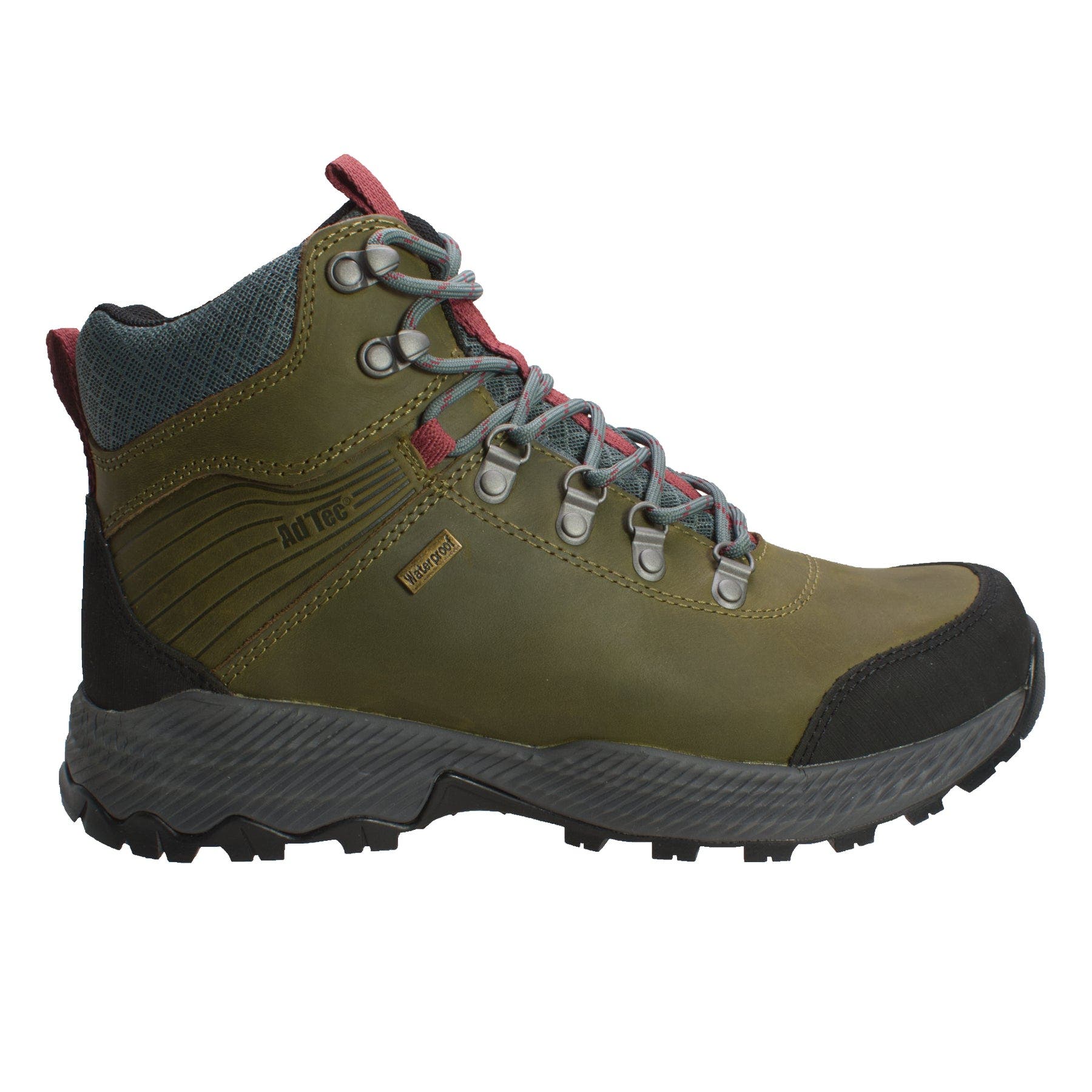AdTec 6" Leather Waterproof Work Hiker Boots, Alternate, color, Olive