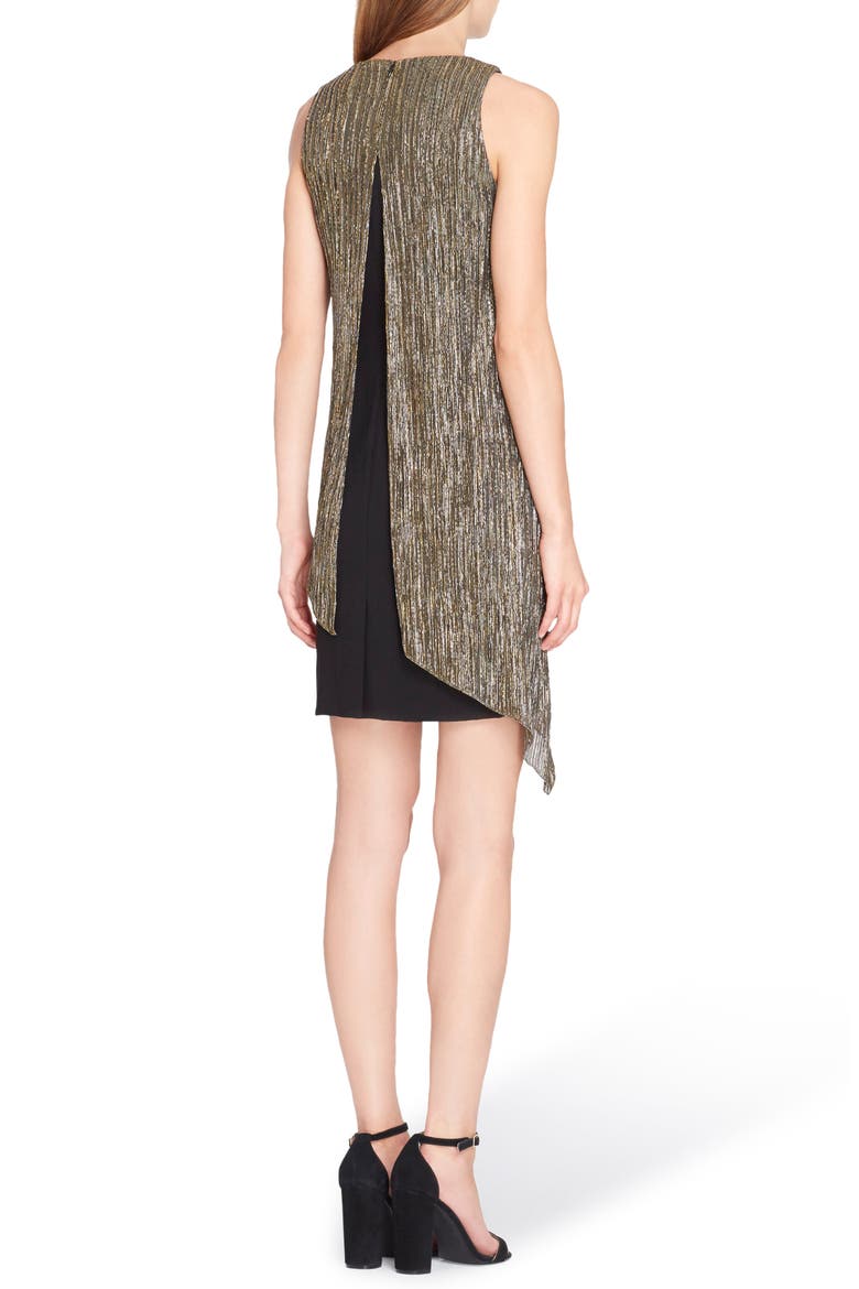 Metallic Overlay Sheath Dress, Alternate, color, BLACK/ GOLD