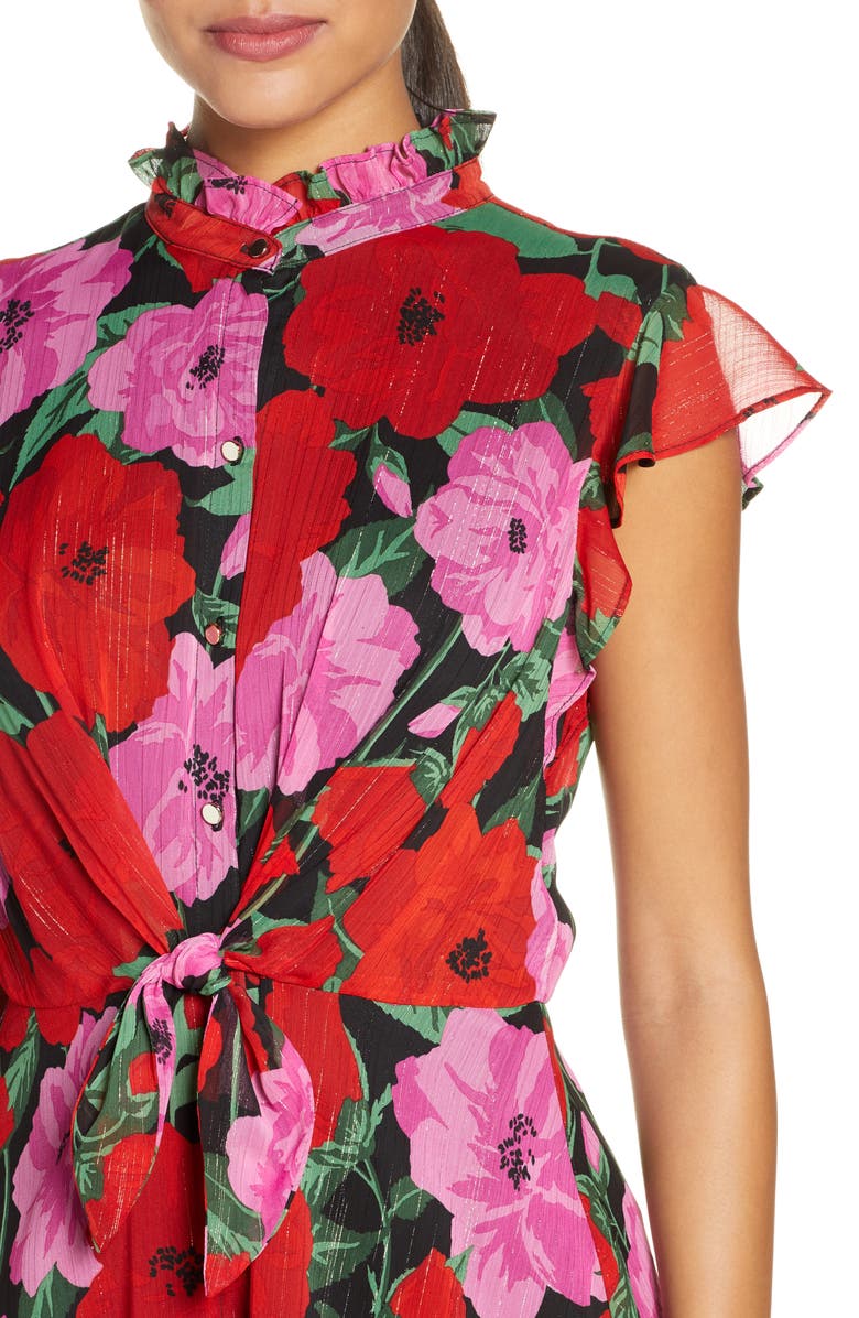 Julia Jordan Floral Flutter Sleeve Fit & Flare Dress, Alternate, color, 